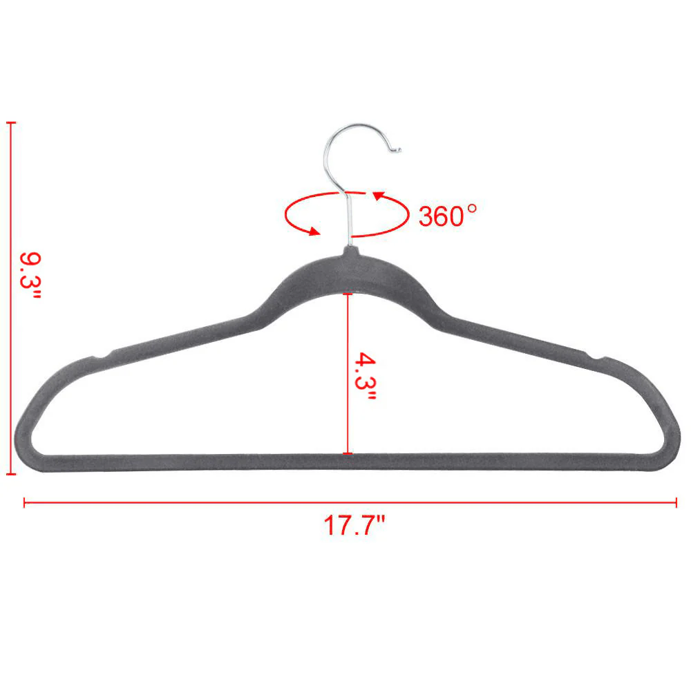 Yaheetech Velvet Hangers Gray - Image 3