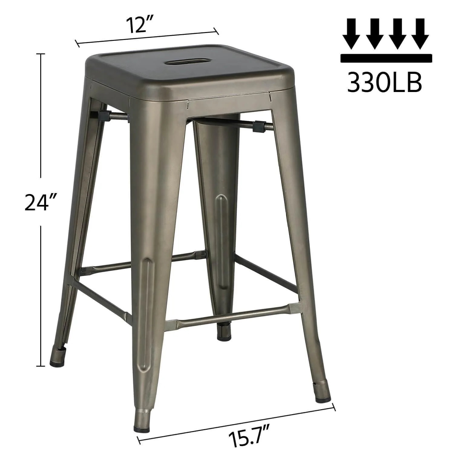 Yaheetech 24 inch Set of 4 Counter Height Metal Bar Stools - Image 4