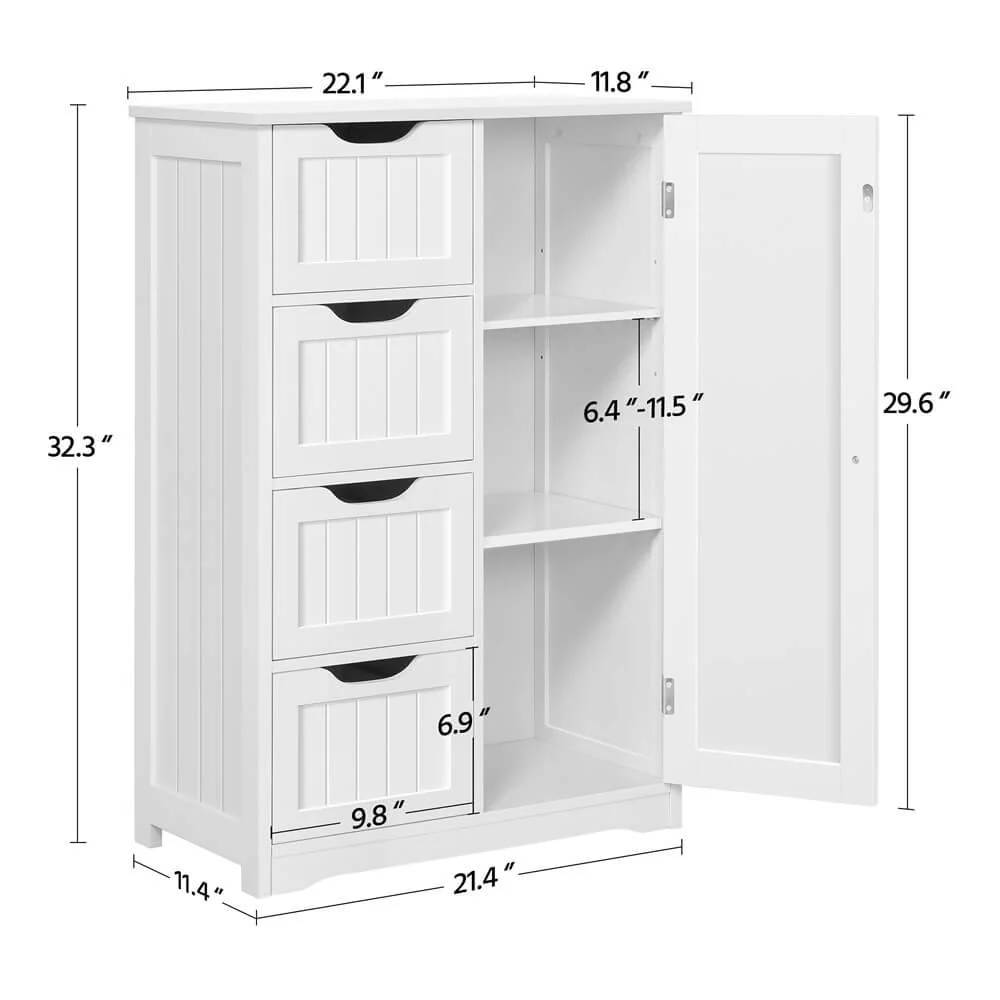 Yaheetech Bathroom Cabinet 4 Drawers - Image 8