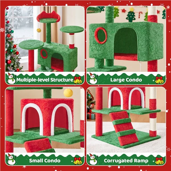 54.5'' Tall Cat Tree Condo Kitten Tree Tower - Image 2