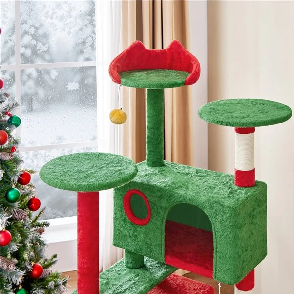 54.5'' Tall Cat Tree Condo Kitten Tree Tower - Image 3