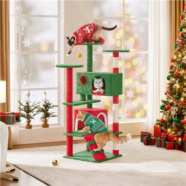 54.5'' Tall Cat Tree Condo Kitten Tree Tower - Image 5
