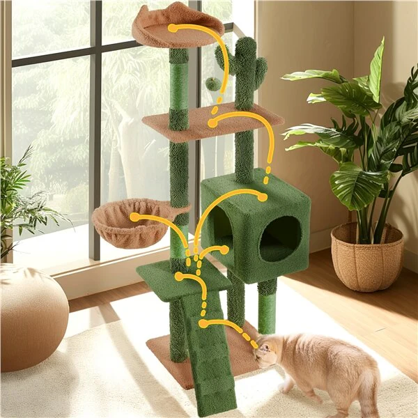 59.5″ H Cactus-Design Cat Tree for Indoor Cats - Image 2