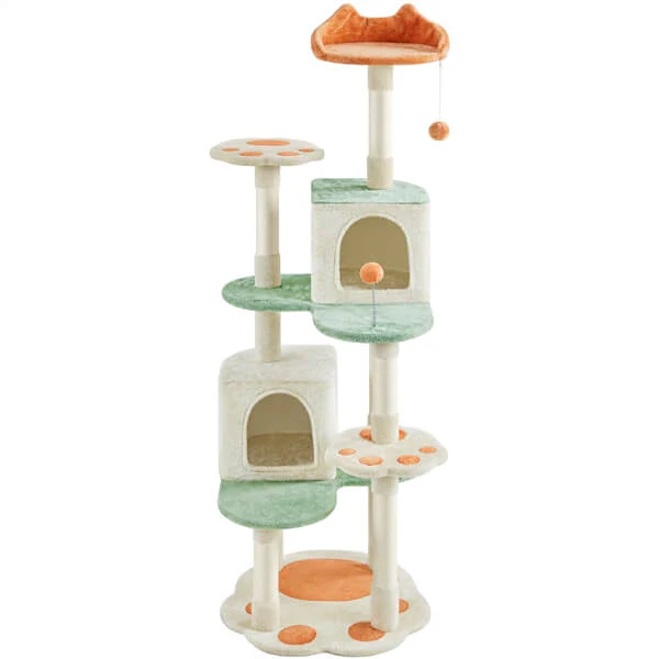 Yaheetech 65″ Tall Cat Paw-Shaped Play Tower