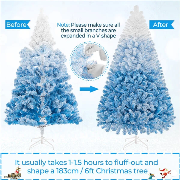 Yaheetech 6Ft Pre-lit Flocked Artificial Christmas Tree - Image 16