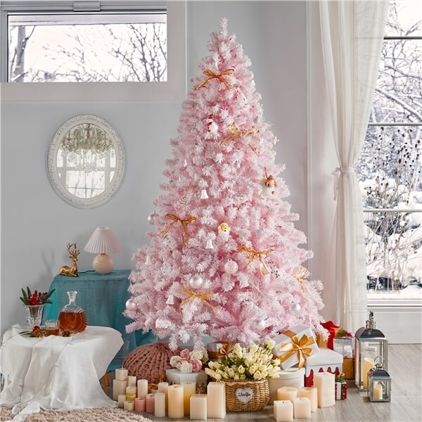 Yaheetech 6Ft Pre-lit Flocked Artificial Christmas Tree - Image 19