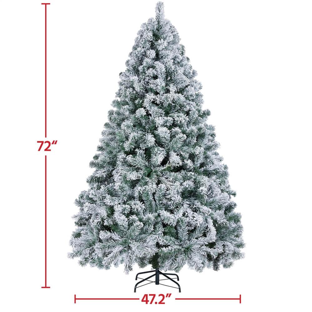 Yaheetech 6Ft Pre-lit Flocked Artificial Christmas Tree - Image 8