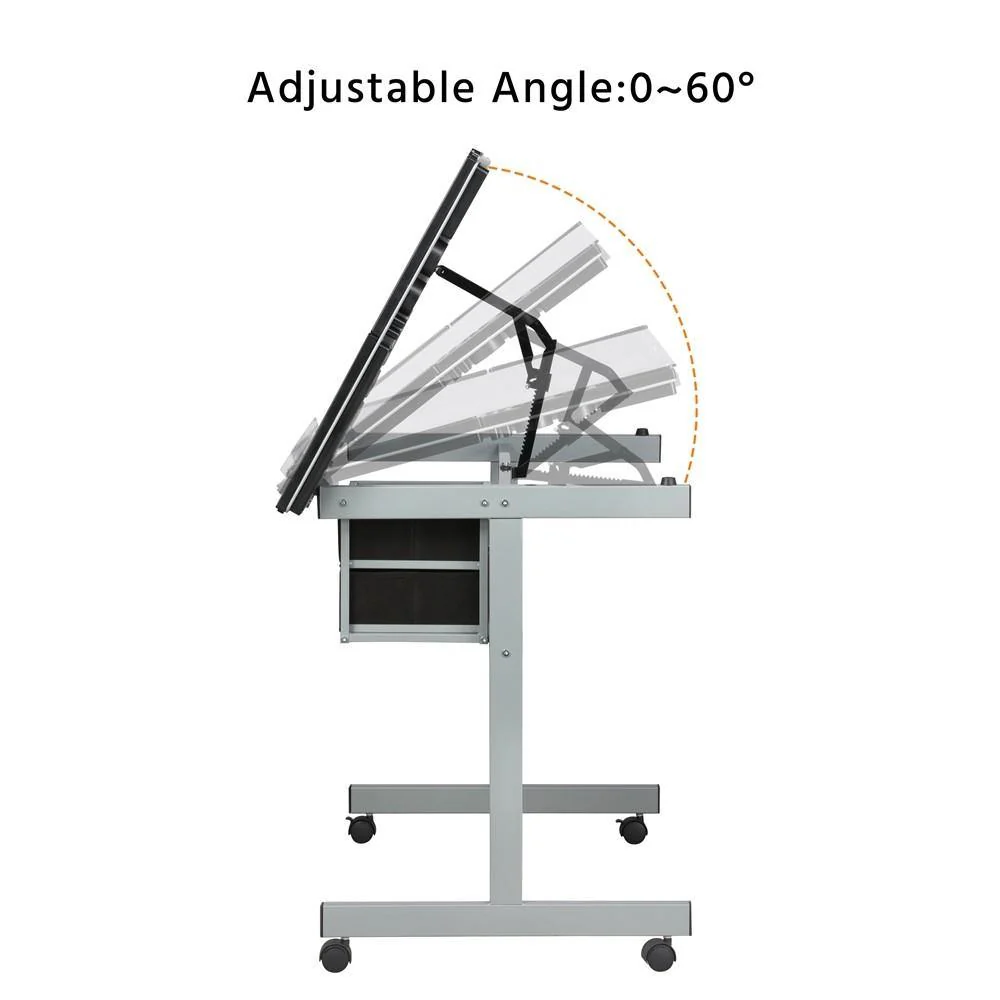 Yaheetech Adjustable Glass Drafting Table for Artist Painters Home Office - Image 4