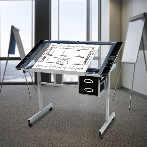 Yaheetech Adjustable Glass Drafting Table for Artist Painters Home Office - Image 8