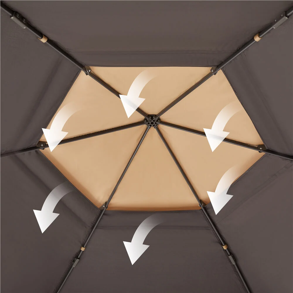 Yaheetech 13’ X 13’ Hexagonal Pop up Gazebo, Khaki/Brown - Image 6
