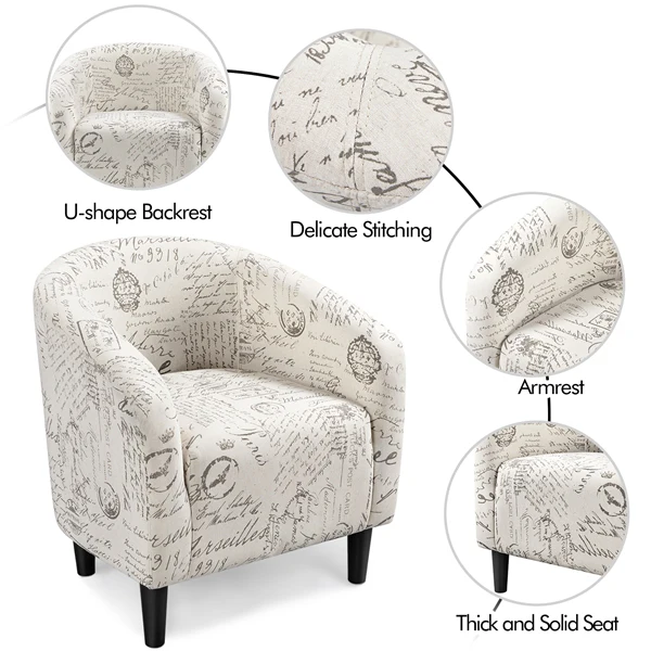 Yaheetech Living Room Club Chair with Ottoman Set - Image 5