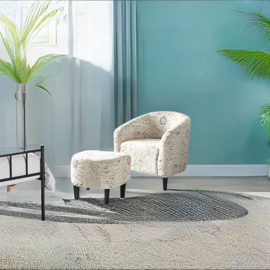 Yaheetech Living Room Club Chair with Ottoman Set - Image 7