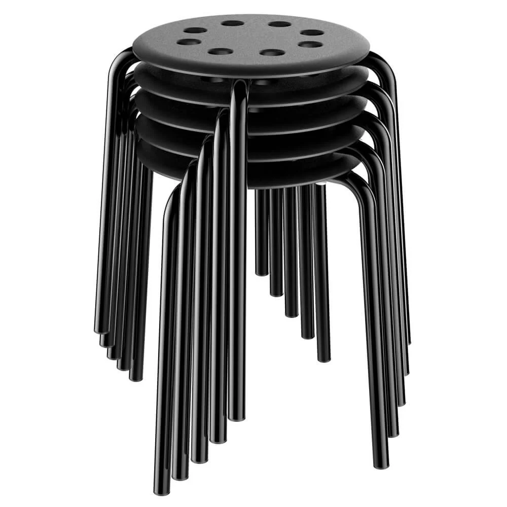 Yaheetech 17.3 Inch Plastic Stack Stools White/Black - Image 3