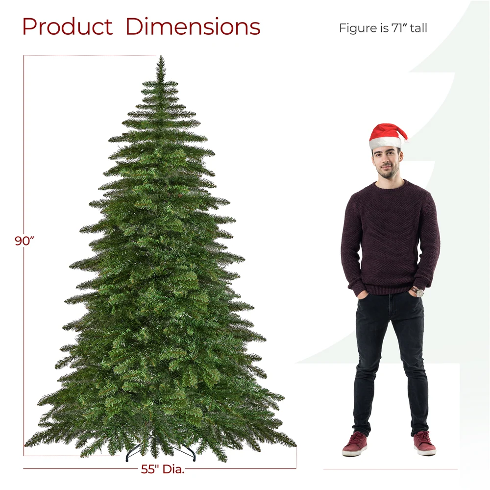 Pre-lit Christmas Fir Tree with Warm LED Lights & PVC Tips, Stand Included - Image 4
