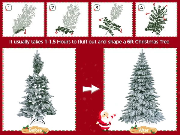 Prelit Slim Fir Christmas Tree with Warm LED Lights - Image 4