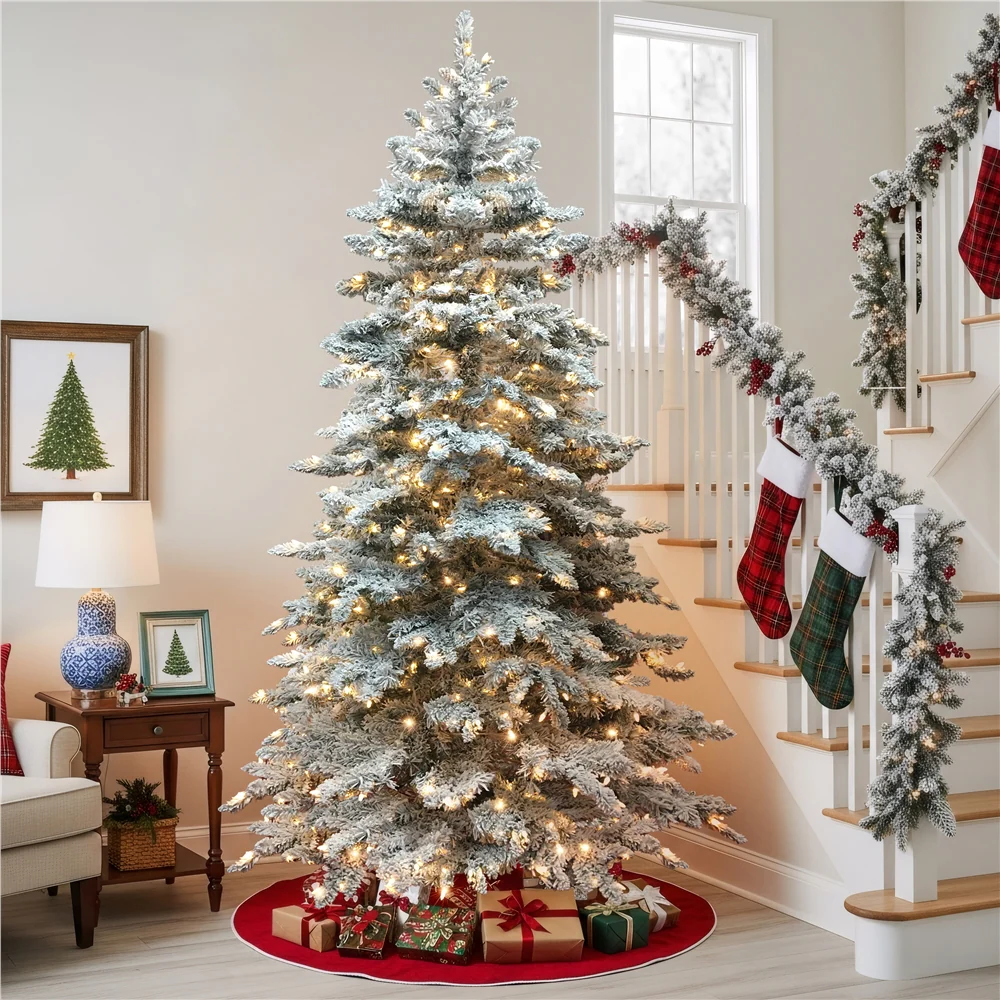 Prelit Slim Fir Christmas Tree with Warm LED Lights - Image 5