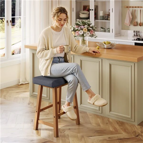 Set of 2 Farmhouse Counter Height Bar Stools - Image 4