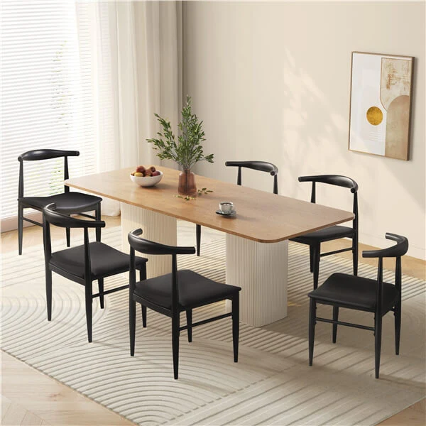 Set of 2 PU Leather Dining Chairs Armless Kitchen Chairs
