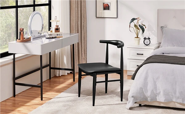 Set of 2 PU Leather Dining Chairs Armless Kitchen Chairs - Image 11