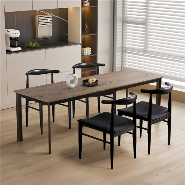 Set of 2 PU Leather Dining Chairs Armless Kitchen Chairs - Image 12