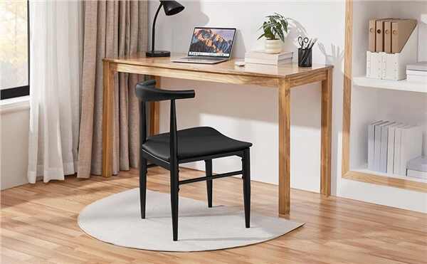 Set of 2 PU Leather Dining Chairs Armless Kitchen Chairs - Image 2