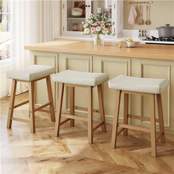 Set of 3 Farmhouse Counter Height Bar Stools - Image 3