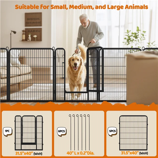 Yaheete 24″ Tall 6-Panel Metal Dog Playpen with Door - Image 5