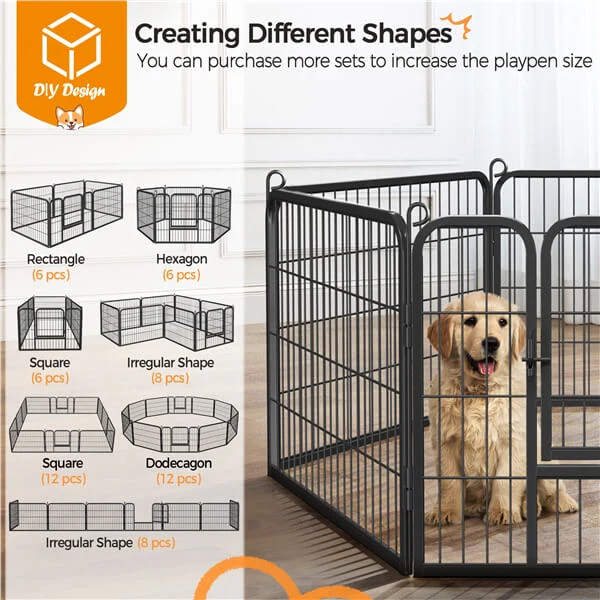 Yaheete 24″ Tall 6-Panel Metal Dog Playpen with Door - Image 9