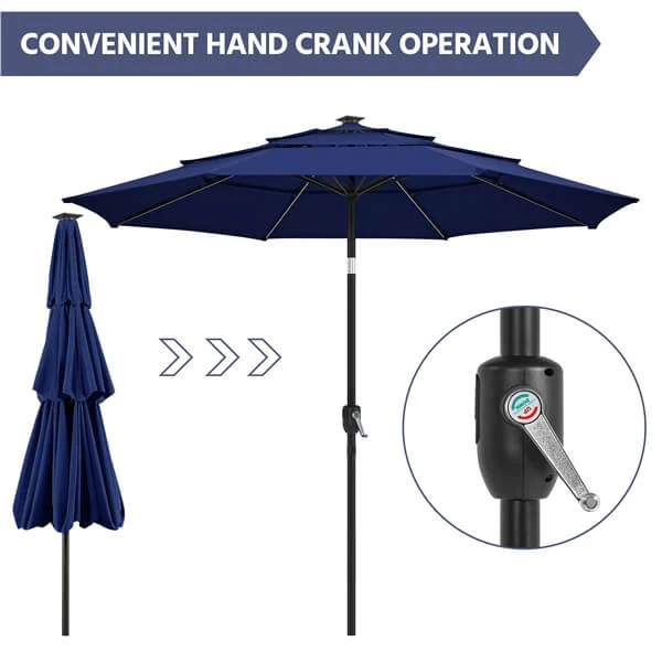 Yaheetech 10ft 3-Tier Solar Patio Umbrella - Image 5
