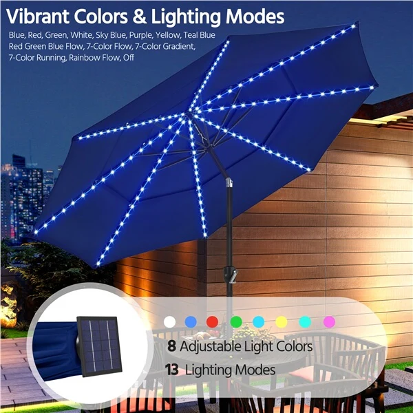 Yaheetech 10ft 3-Tier Solar Patio Umbrella - Image 8