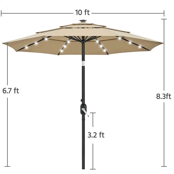 Yaheetech 10ft 3-Tier Vented Solar Patio Umbrella - Image 5