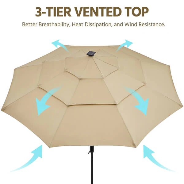 Yaheetech 10ft 3-Tier Vented Solar Patio Umbrella - Image 7