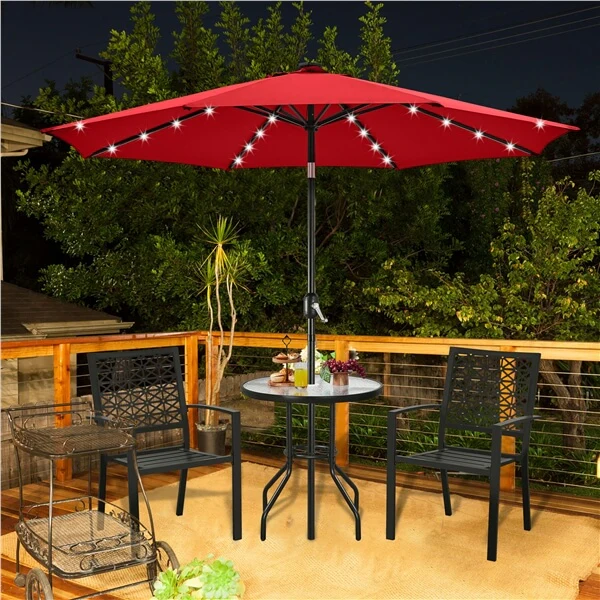 Yaheetech 10FT Solar Powered Patio Umbrella - Image 8