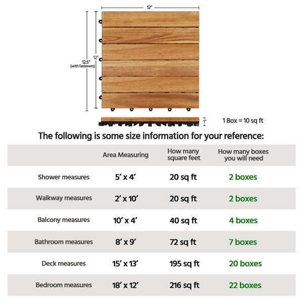 Yaheetech 10PCS Acacia Wood Interlocking Flooring Tiles - Image 6