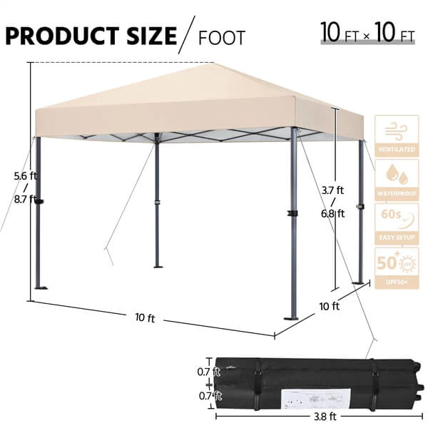 Yaheetech 10x10 1-Person Setup Pop Up Canopy Tent - Image 4