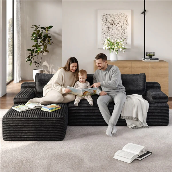 Yaheetech 110″ Corduroy Modular Sectional Sofa - Image 3
