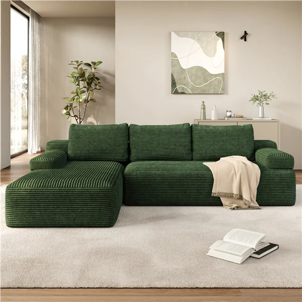 Yaheetech 110″ Corduroy Modular Sectional Sofa - Image 8