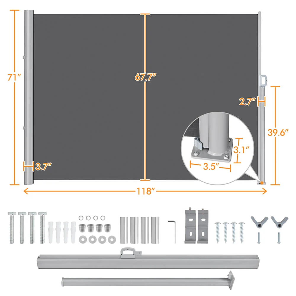 Yaheetech 118 x 71in Side Awning - Image 3