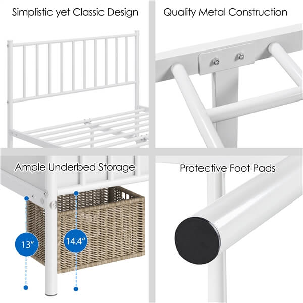 Yaheetech 14 Inch White Metal Bed - Image 9