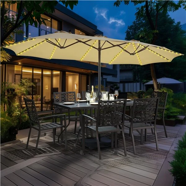 Yaheetech 15 ft Large Patio Umbrella with Solar Lights - Image 11