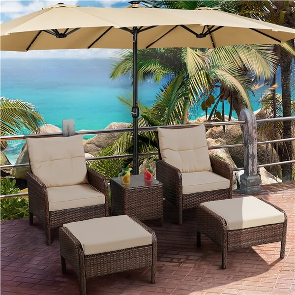 Yaheetech 15 ft Large Patio Umbrella with Solar Lights Double-Sided - Image 15