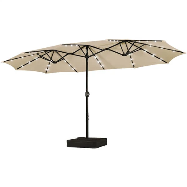 Yaheetech 15 ft Large Patio Umbrella with Solar Lights Double-Sided - Image 2
