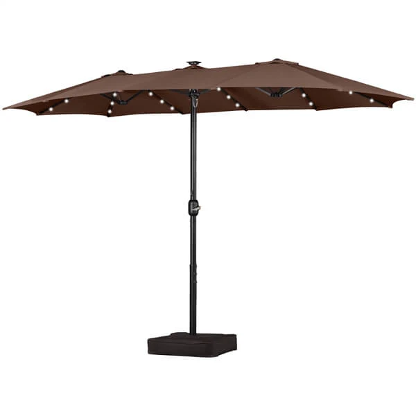 Yaheetech 15 ft Large Patio Umbrella with Solar Lights Double-Sided - Image 5
