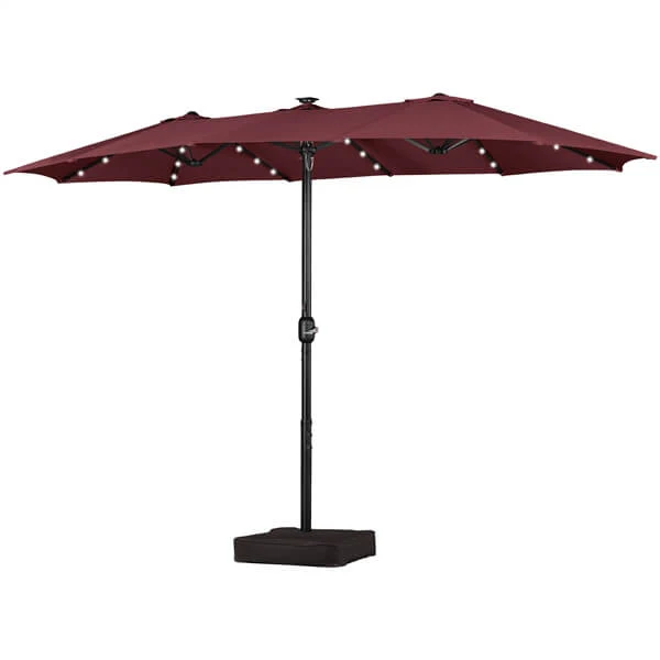 Yaheetech 15 ft Large Patio Umbrella with Solar Lights Double-Sided - Image 9