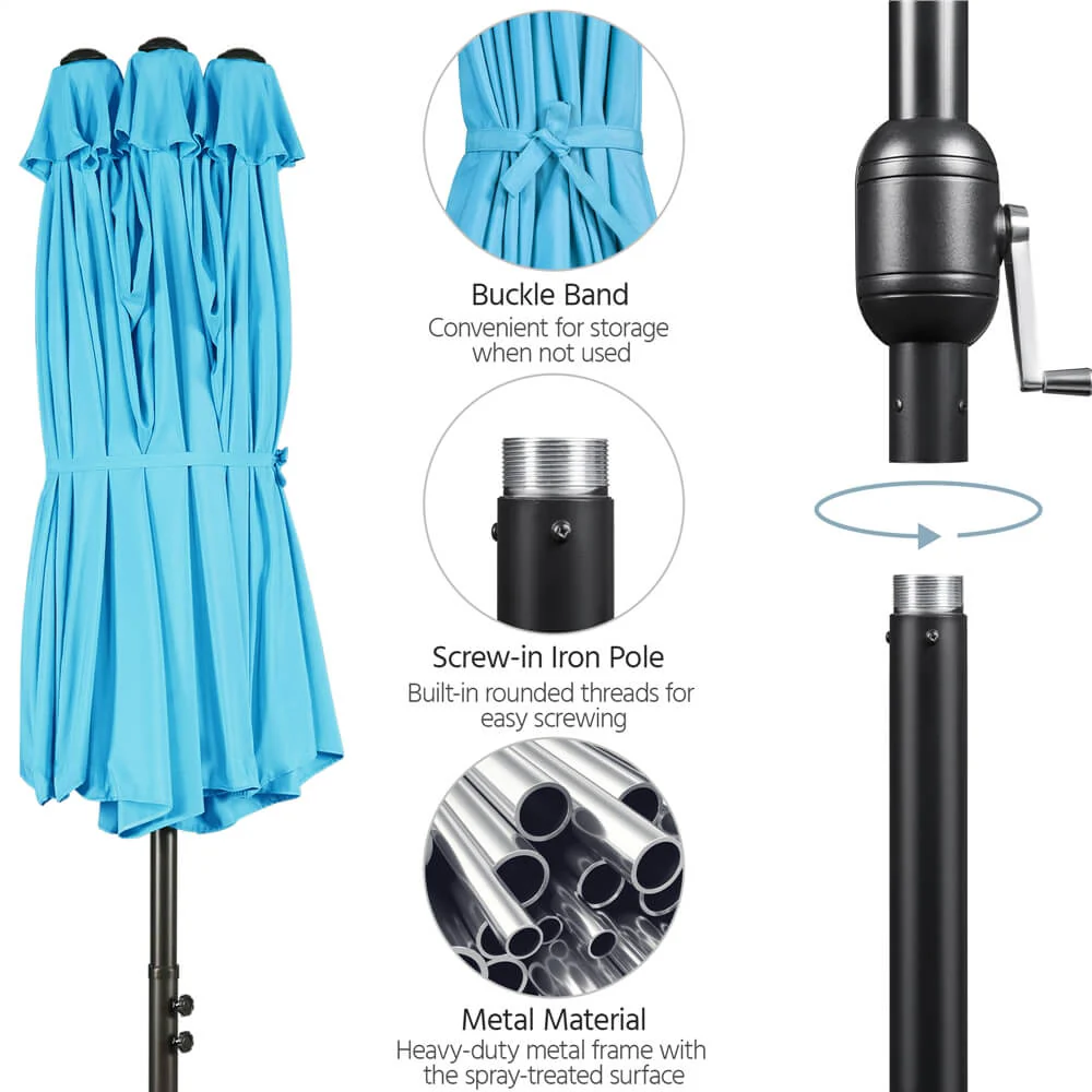 Yaheetech 15 ft Twin Patio Parasol - Image 6