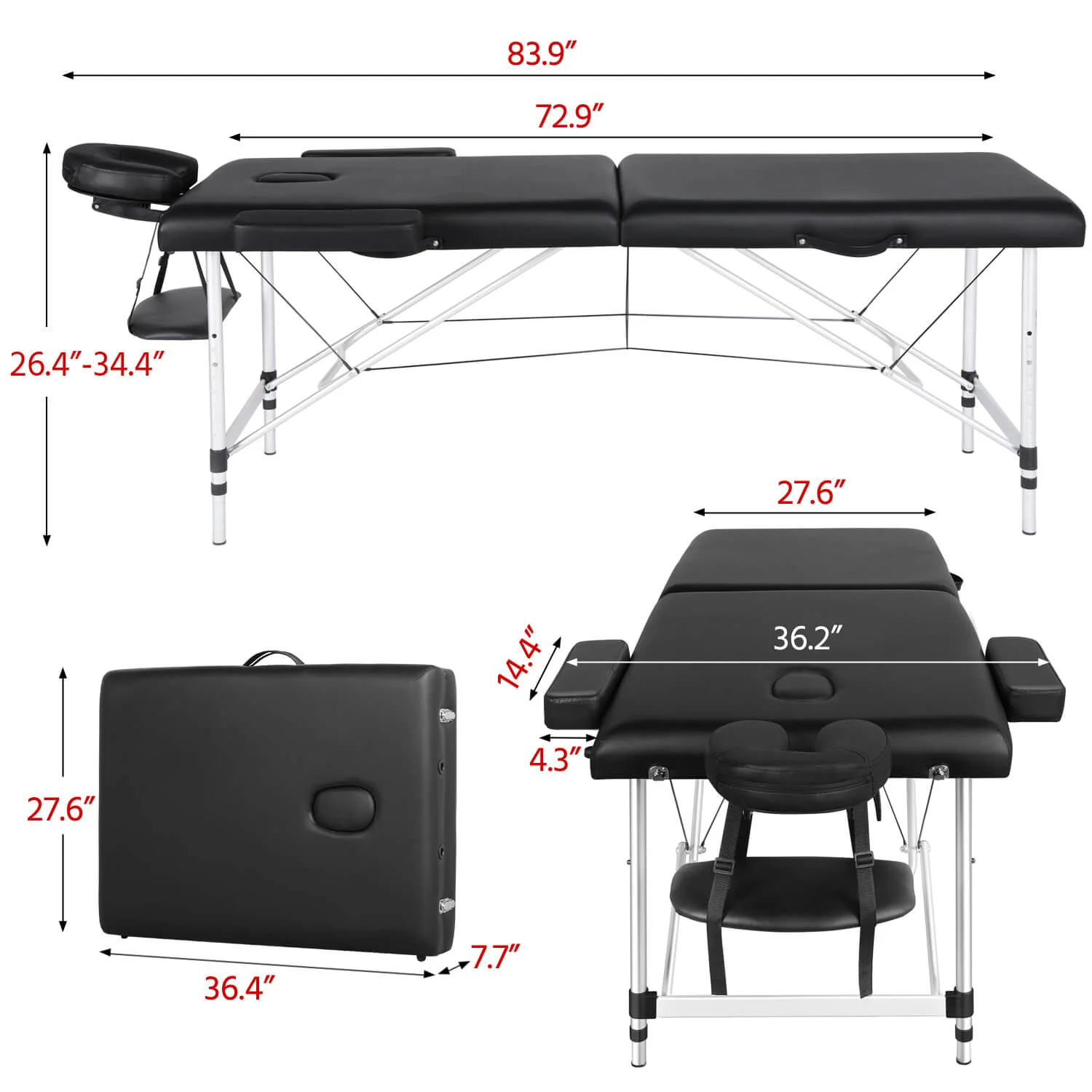 Yaheetech 2 Fold Aluminum Massage Bed 28" - Image 3