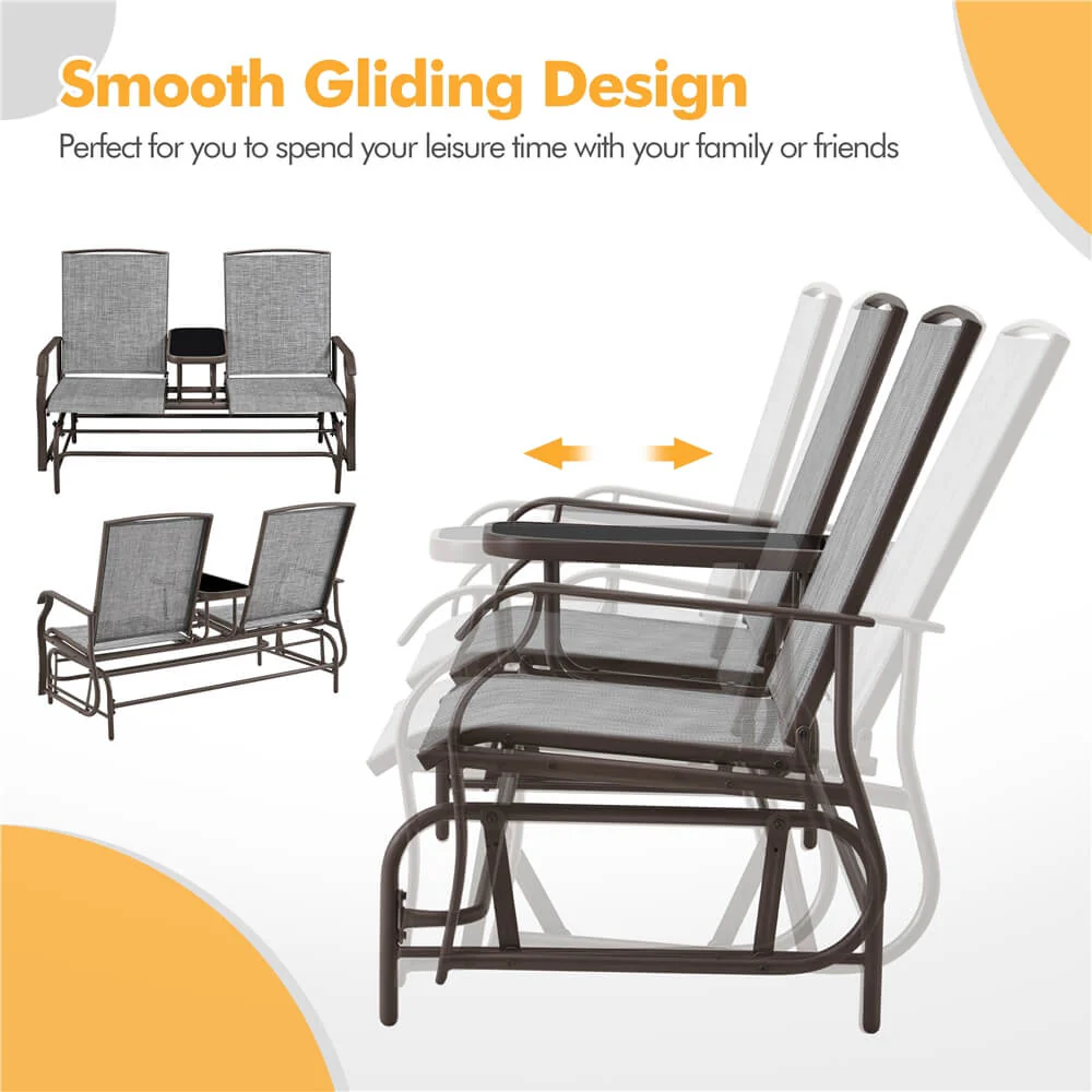 Yaheetech 2-Seat Outdoor Glider with Center Table - Image 6