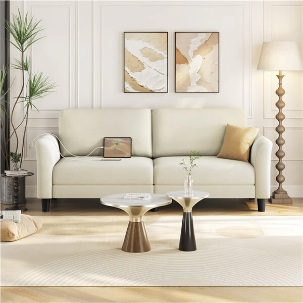 Yaheetech 2-Seater Fabric Couch with USB Charging Ports - Image 3