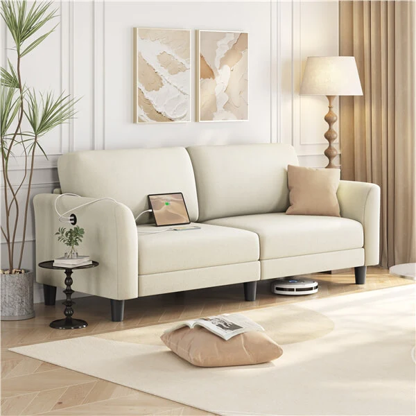 Yaheetech 2-Seater Fabric Couch with USB Charging Ports - Image 4