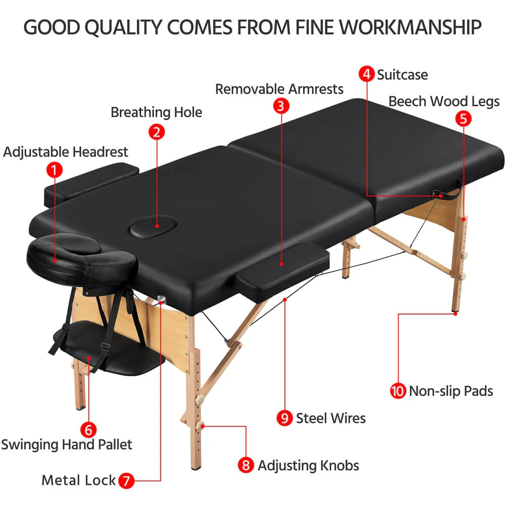 Yaheetech 2 Sectional Folding Massage Table - Image 6